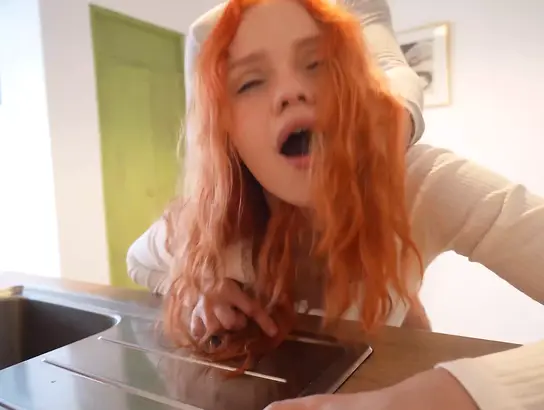 Observe this steamy youthfull dark haired get torn up rock hard in the kitchen with her cock-squeezing snatch and cock-squeezing butt getting creampied
