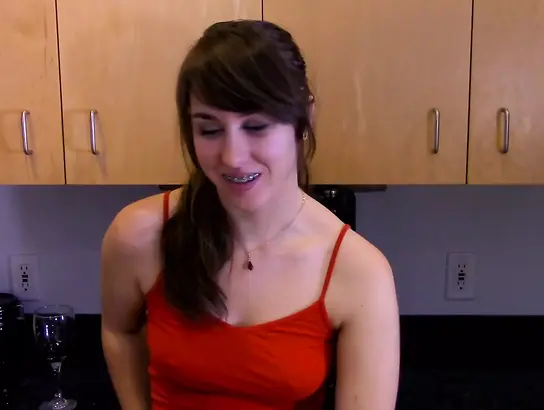 Smallish dark-haired gets her cock-squeezing beaver plumbed in POINT OF VIEW while wearing braces