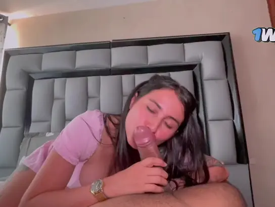 Latina MILF Jenifer Play helps her college mate with a hardcore porn homework - creampie and orgasm!